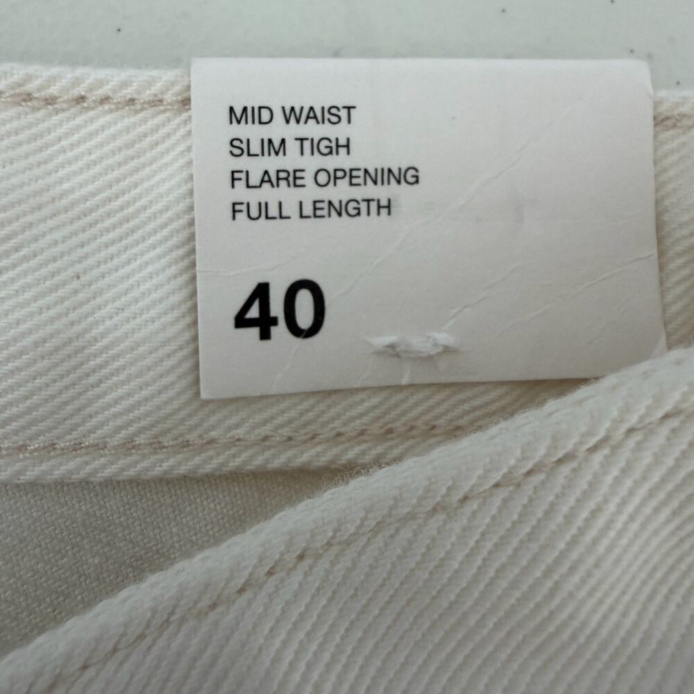 Zara Harry Lambert Disney Jeans Mens 40x34 Flared Leg Mickey Pocket Ivory White - Picture 13 of 16